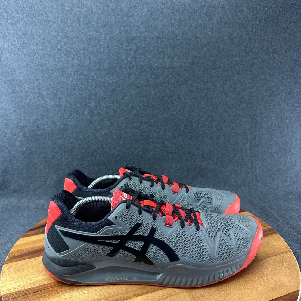 Asics Gel-Resolution 8 Mens Size 11.5 Tennis Shoes Grey Red Black 1041A357